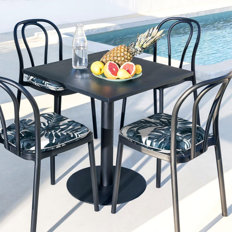 LVTXIII Outdoor U-Shape Chair Cushions 4 Pack, 17"x16"x2" Water-Repellent Patio Seat Cushions with Ties, Indoor Thick Foam Chair Pads for Garden, Patio & Dining Chairs, Cabana Navy - Image 2